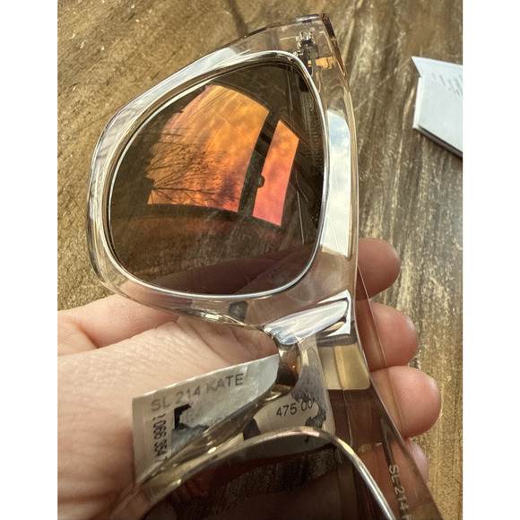 SAINT LAURENT KATE SL214 023 55 20-145 L CAT EYE SUNGLASSES IN NUDE MIRROR main image 5